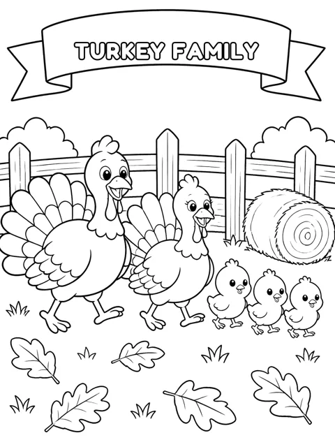 Turkey Family coloring page