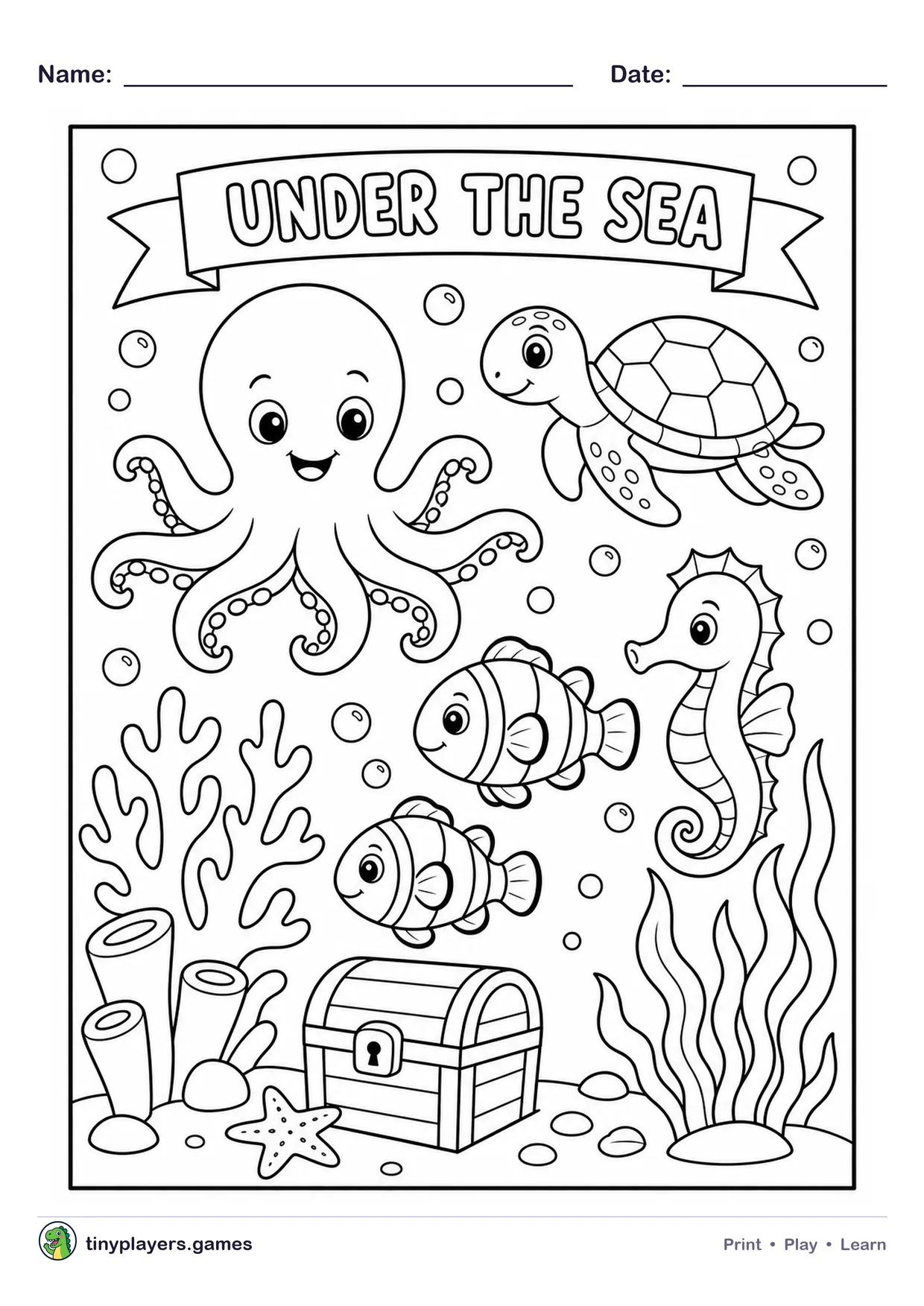 Under the Sea printable sheet