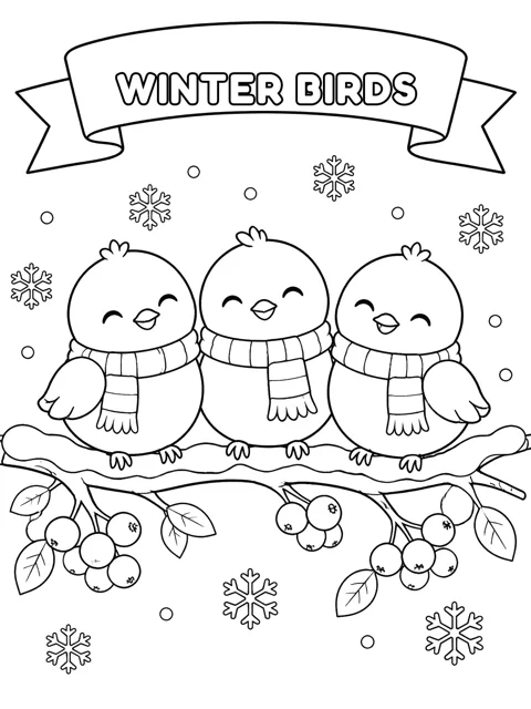 Winter Birds coloring page