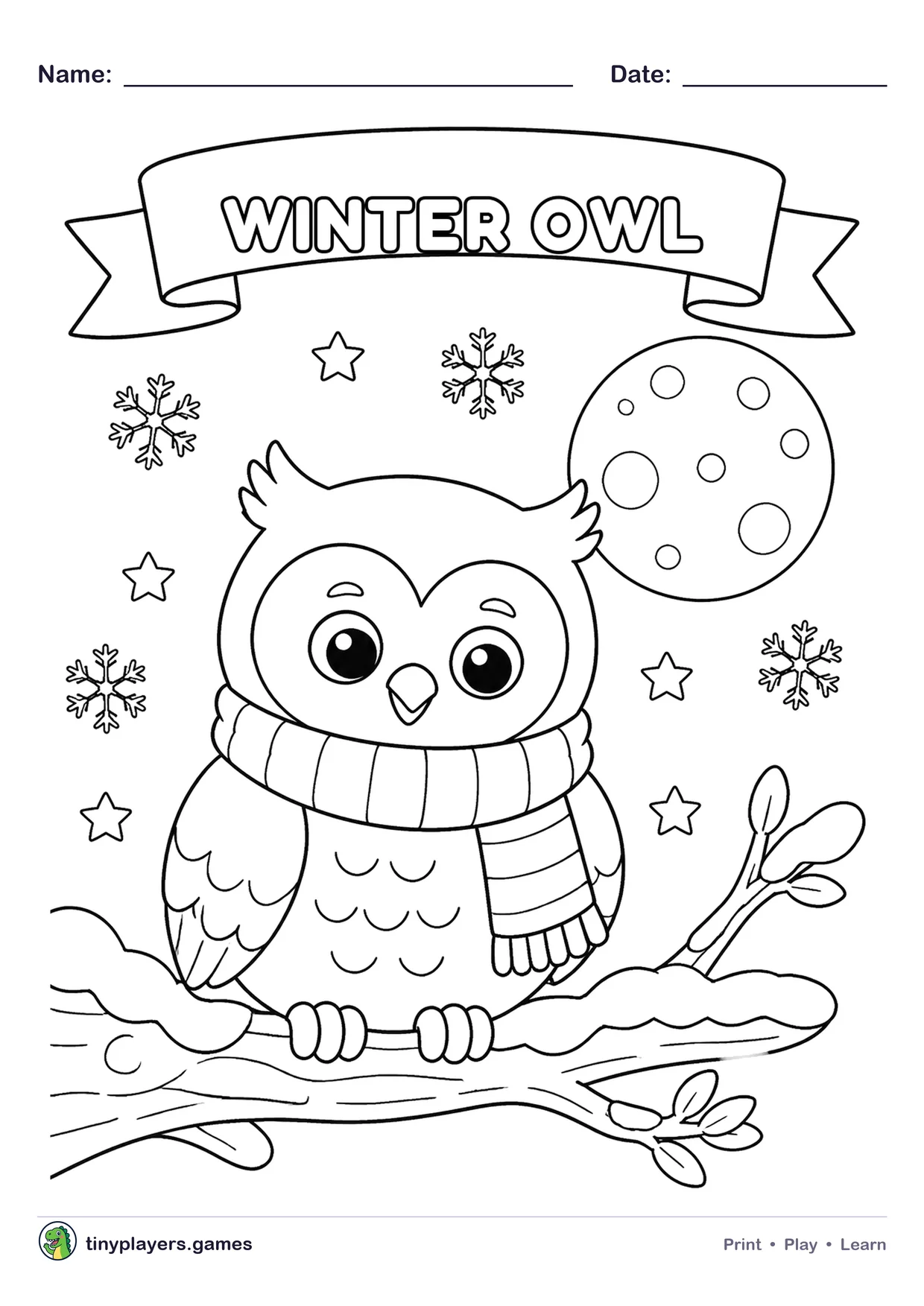 Winter Owl printable sheet