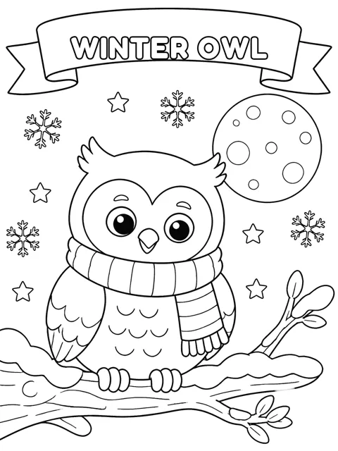 Winter Owl coloring page