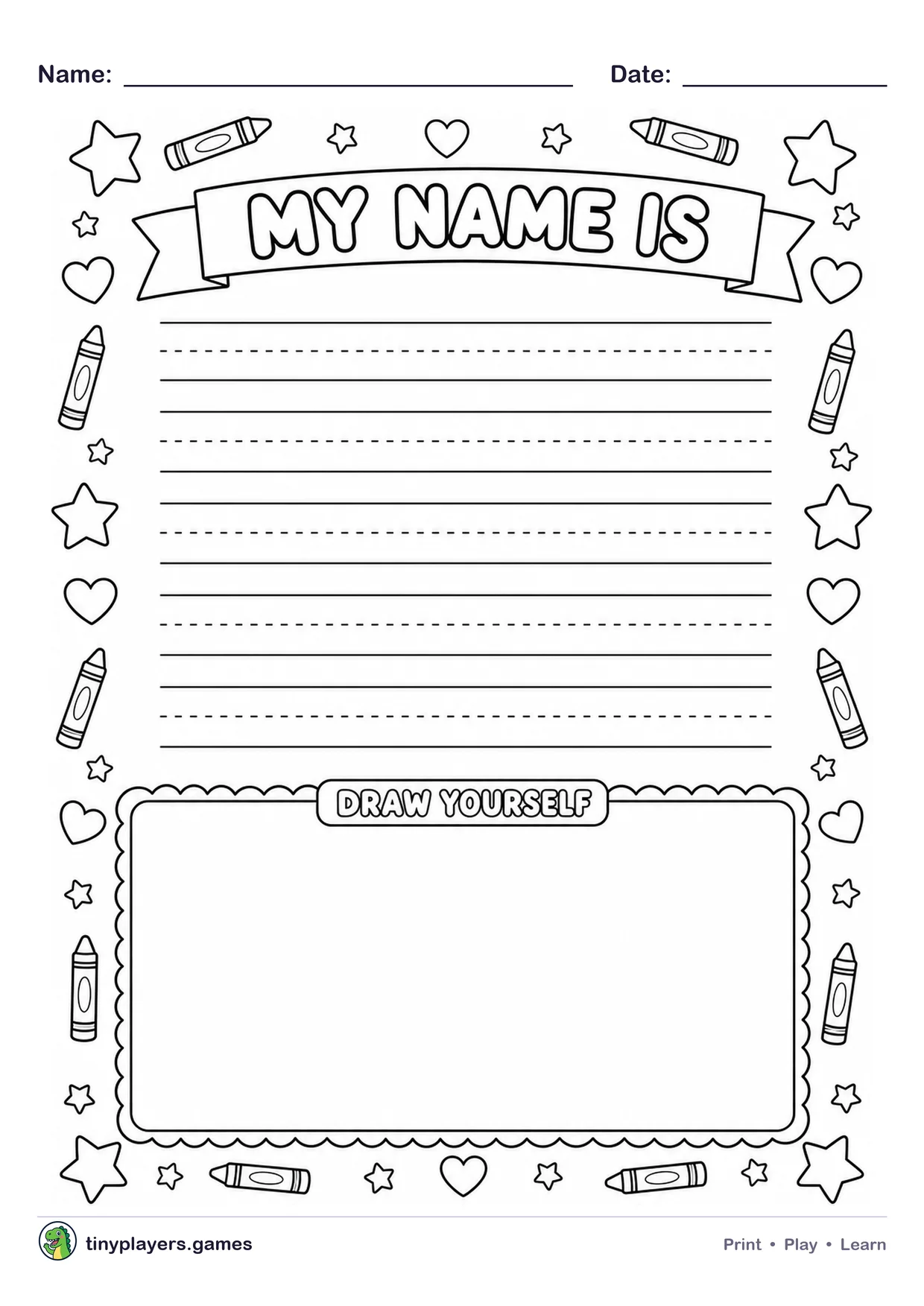 Write Your Name printable sheet